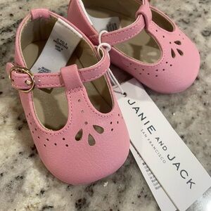 Janie and Jack Pink T-Strap Baby Shoes